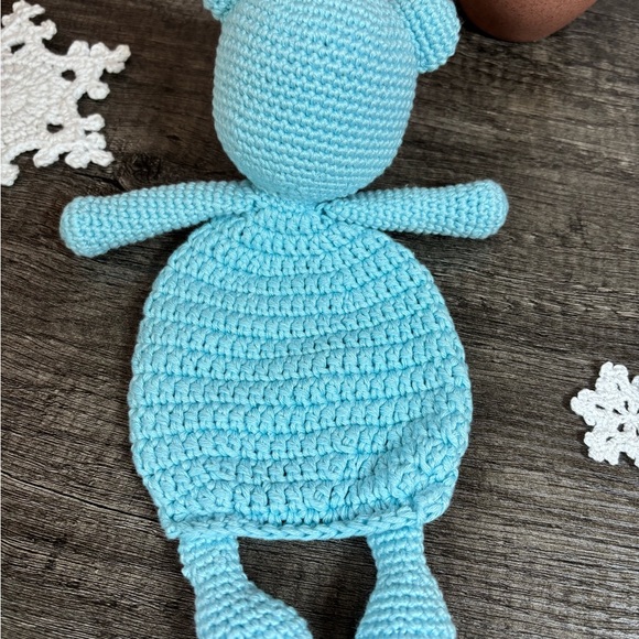 NWOT Handmade Light Blue Crochet Bear Lovey - Picture 10 of 12